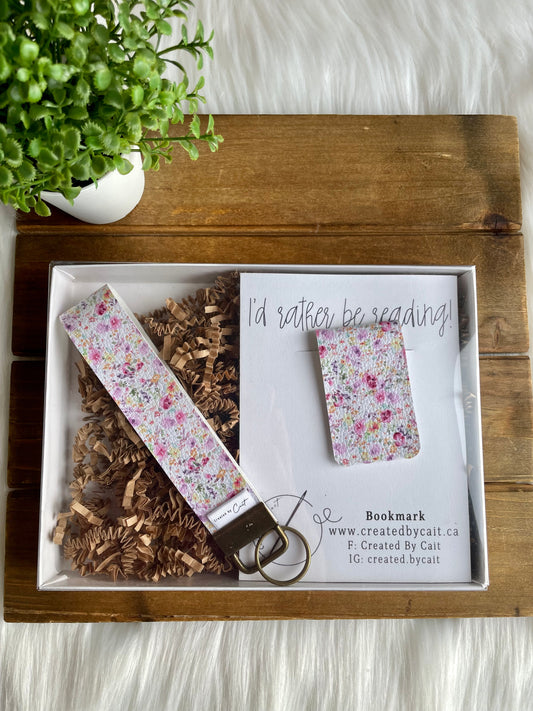 Floral Keychain Wristlet & Bookmark // Gift Box