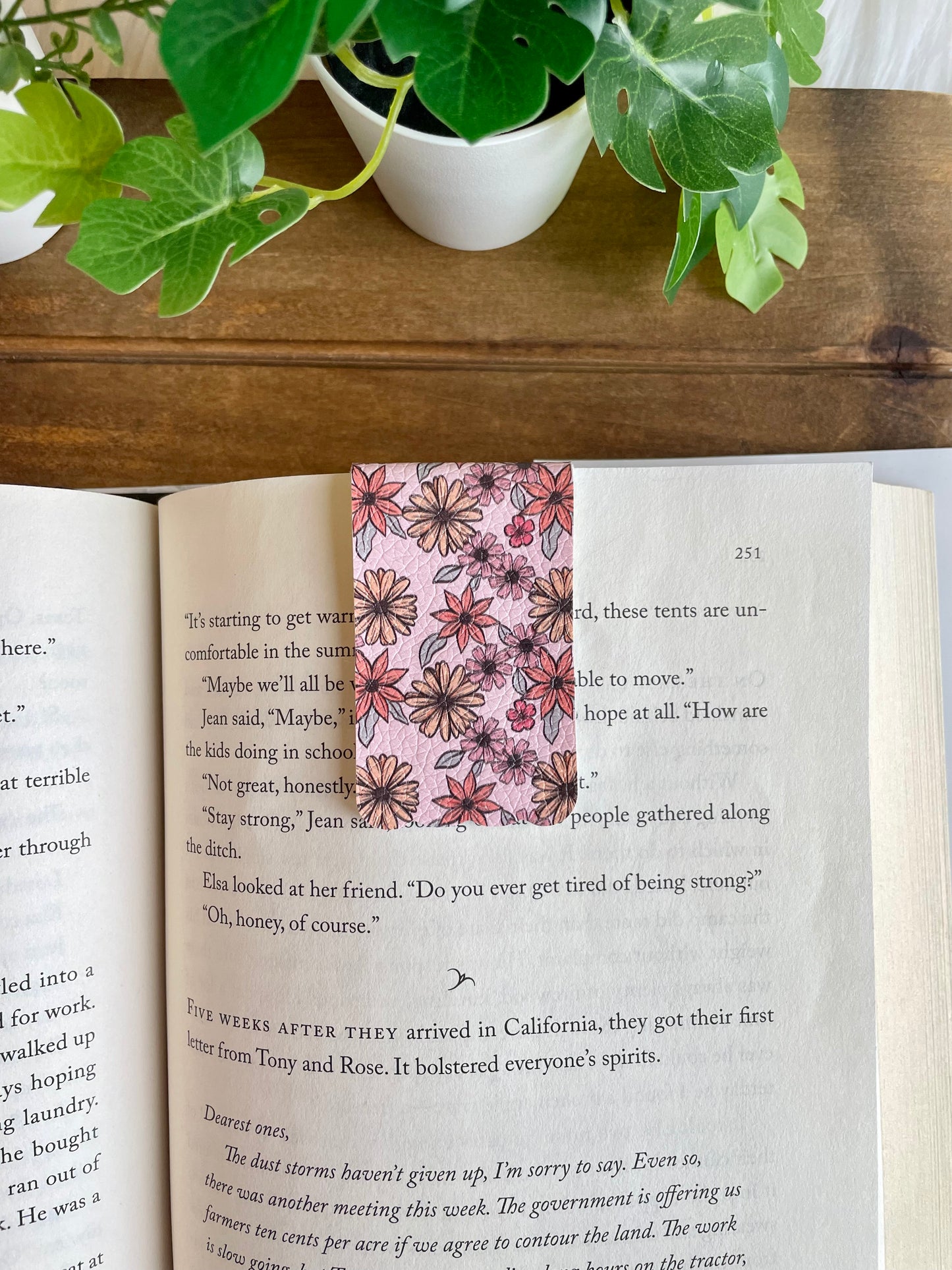 Pink Fall Floral Bookmark